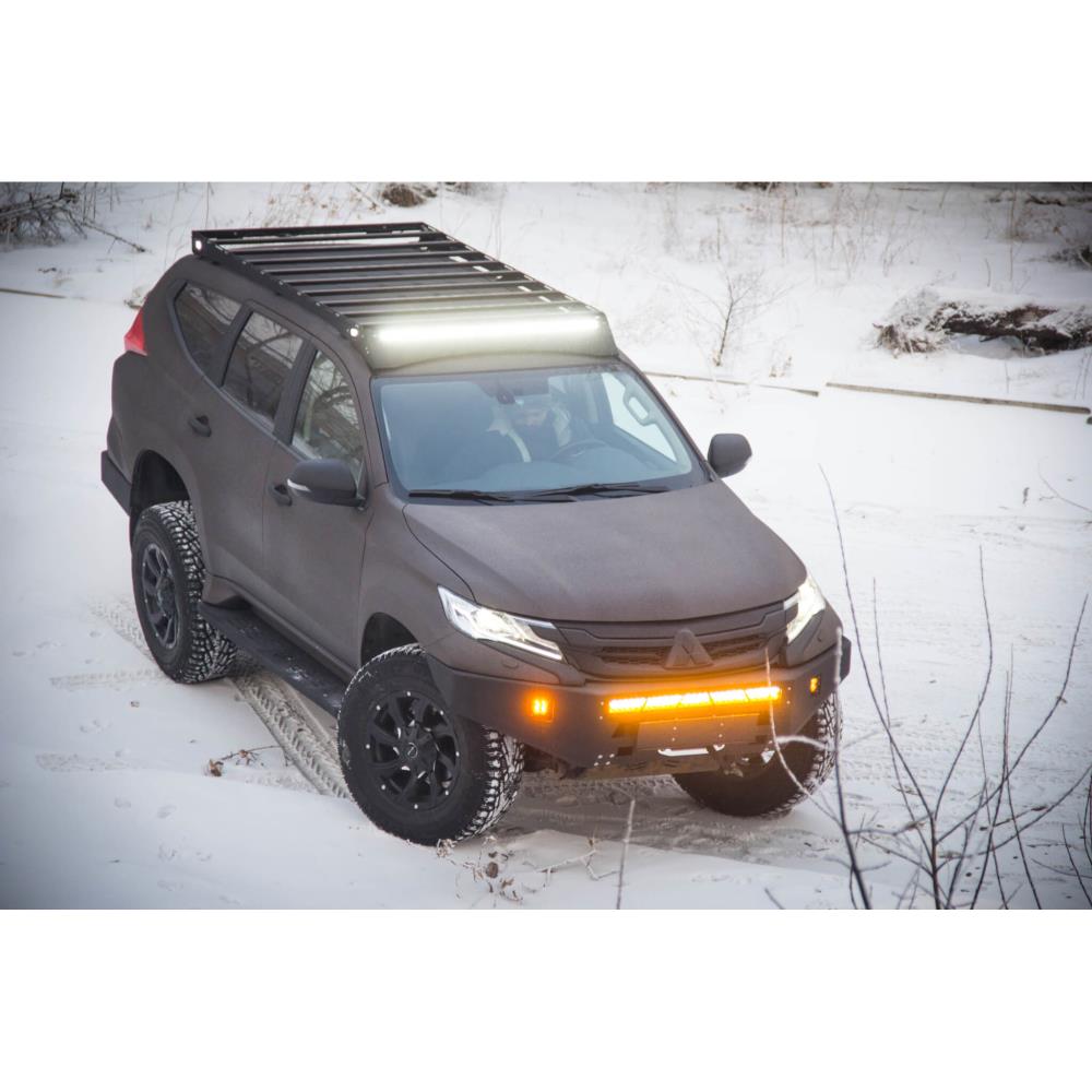 Багажник экспедиционный STC Mitsubishi Pajero Sport 2016+ с дальним и рабочим светом