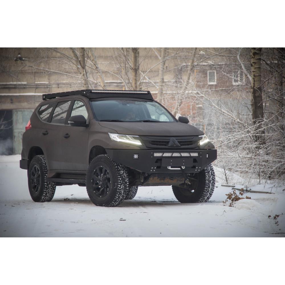 Багажник экспедиционный STC Mitsubishi Pajero Sport 2016+ с дальним и рабочим светом