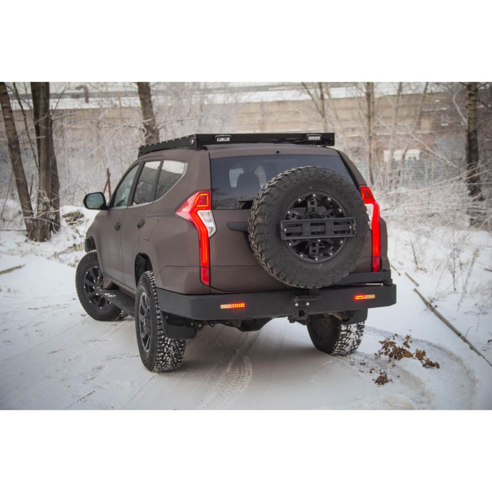 Багажник экспедиционный STC Mitsubishi Pajero Sport 2016+ с дальним и рабочим светом