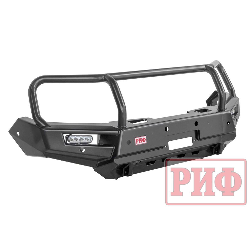 Бампер РИФ силовой передний Mitsubishi Pajero Sport 2015+ с доп. фарами (арт. B0205), защитной дугой, защитой бачка омывателя, под парктроник