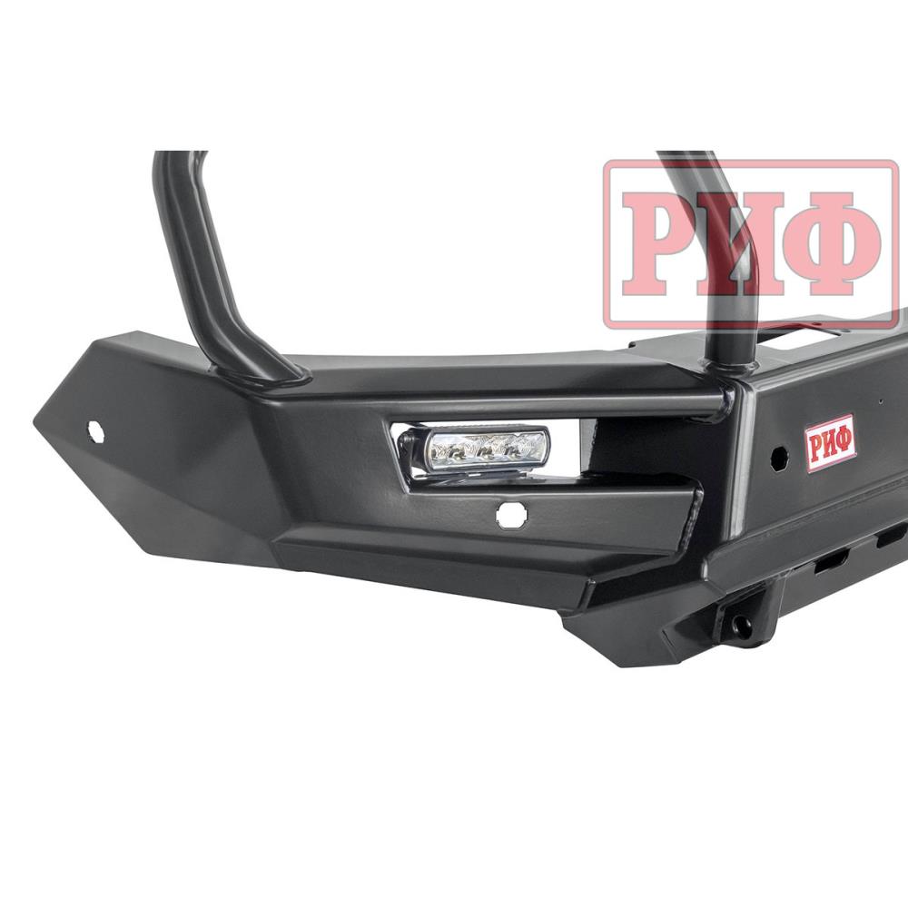 Бампер РИФ силовой передний Mitsubishi Pajero Sport 2015+ с доп. фарами (арт. B0205), защитной дугой, защитой бачка омывателя, под парктроник