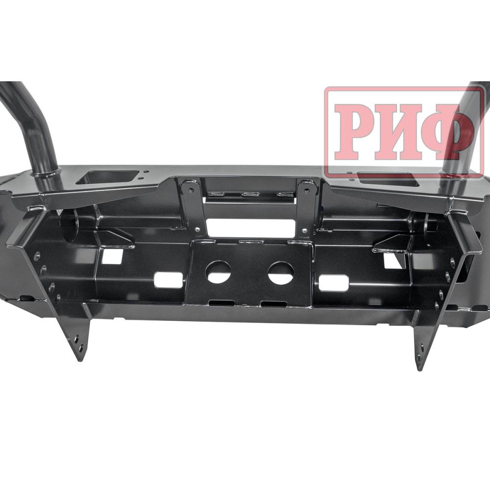 Бампер РИФ силовой передний Mitsubishi Pajero Sport 2015+ с доп. фарами (арт. B0205), защитной дугой, защитой бачка омывателя, под парктроник