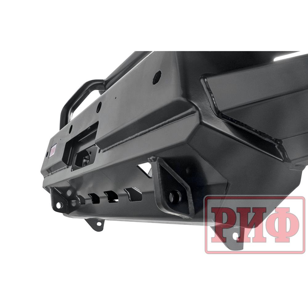 Бампер РИФ силовой передний Mitsubishi Pajero Sport 2015+ с доп. фарами (арт. B0205), защитной дугой, защитой бачка омывателя, под парктроник