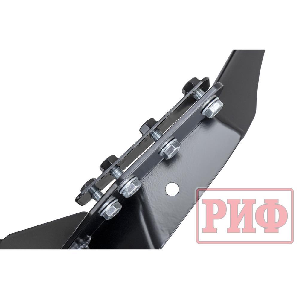 Бампер РИФ силовой задний Mitsubishi Pajero Sport 2015+ c квадратом под фаркоп, калиткой, подсветкой номера