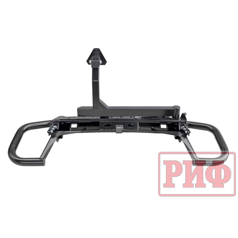 Бампер РИФ силовой задний Mitsubishi Pajero Sport 2015+ c квадратом под фаркоп, калиткой, подсветкой номера