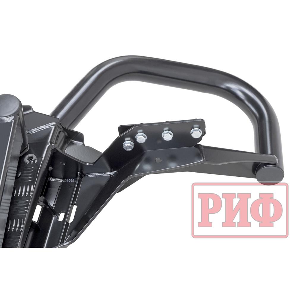 Бампер РИФ силовой задний Mitsubishi Pajero Sport 2015+ c квадратом под фаркоп, калиткой, подсветкой номера