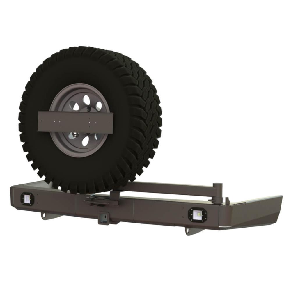 Бампер силовой задний Mitsubishi Pajero Sport 2016+ c квадрат под фаркоп, калитка и и противотуманными фарами