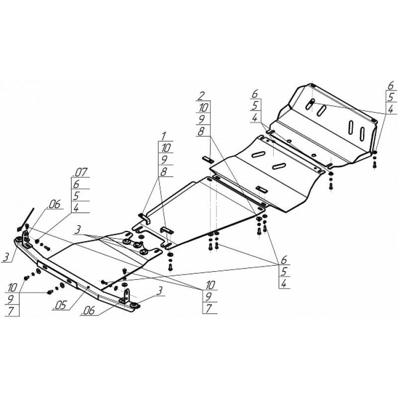 Усиленная защита днища Mitsubishi Pajero Sport III 2016-н.в.