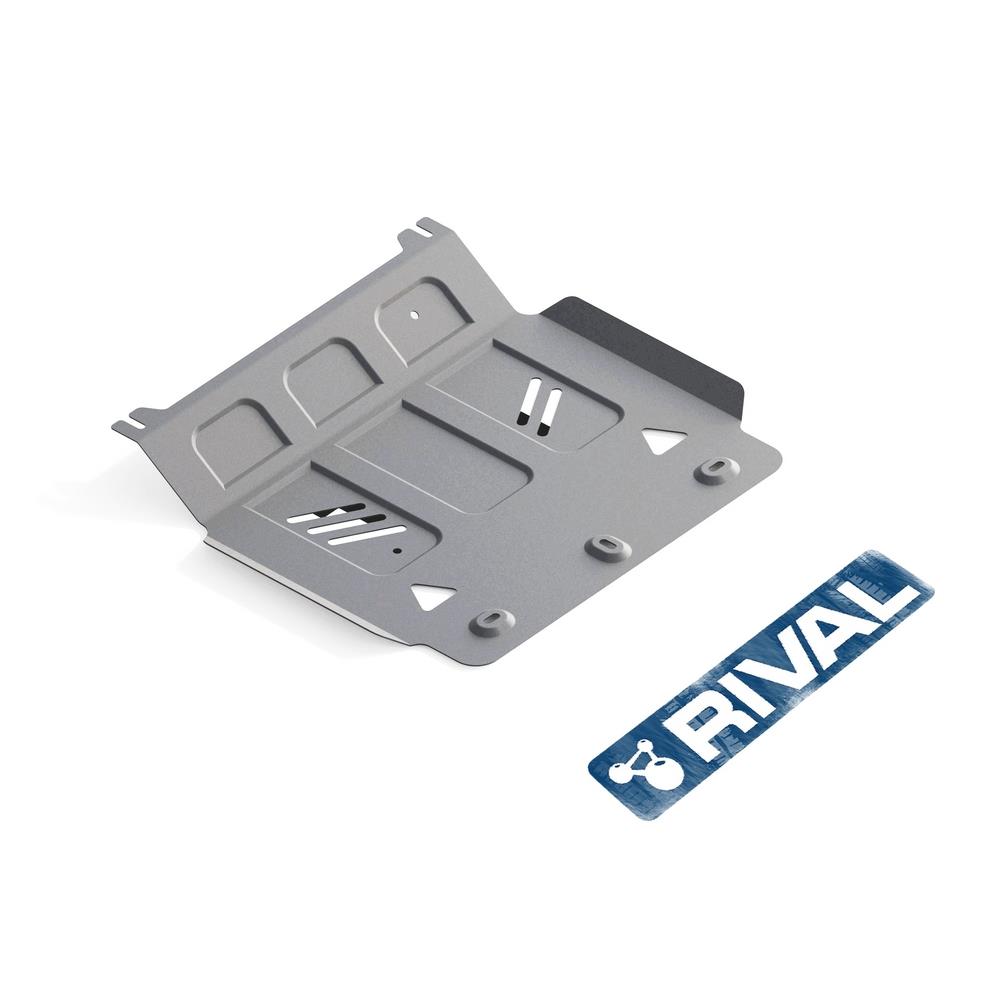 Защита картера + комплект крепежа, RIVAL, Алюминий, Mitsubishi L200 2015-, V - 2.4d; 2.4d H.P./Mitsubishi Pajero Sport 2016-, V - 3.0; 2.4d./Fiat Fullback 2016-, V - 2.4d